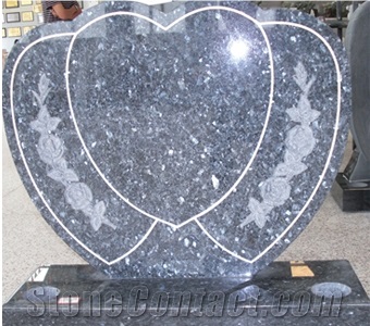 Blue Pearl Granite Heart Tombstone,Monument