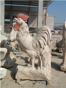 Rooster Sculpture, Beige Granite Sculpture