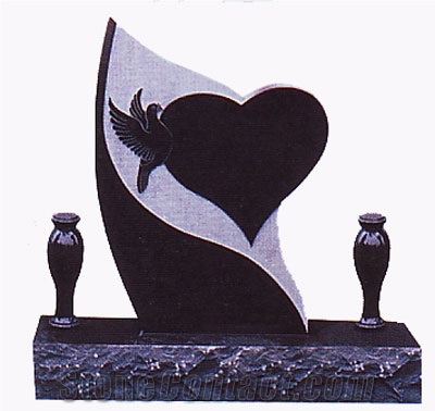 Shanxi Black Granite Heart Tombstone