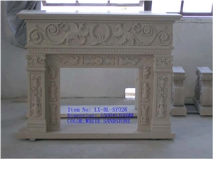 China White Sandstone Fireplace Mantel