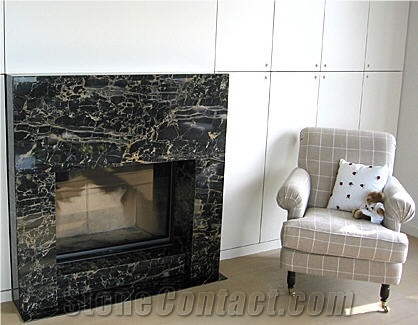 Nero Portoro Marble Fireplace Black Marble From Belgium