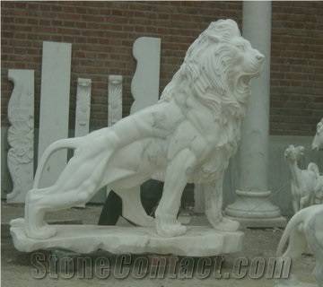 White Marble Carving Lions