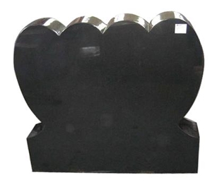 Black Granite Heart Monuments (Double Heart)