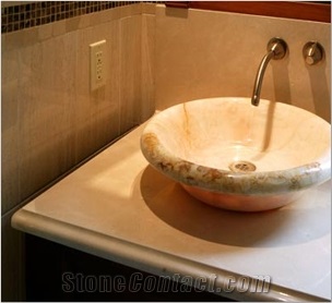 Thala Beige Limestone Sinks & Basins, Bathroom Sinks