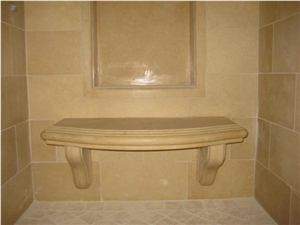 Jerusalem Gold Limestone Shower, Yellow Limestone Bath Design