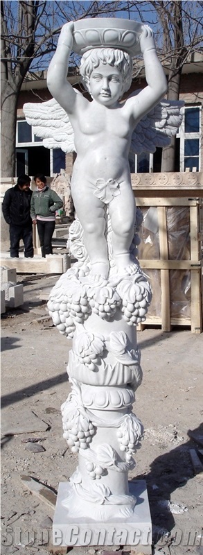 White Marble Sculptured Flower Pot