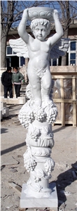 White Marble Sculptured Flower Pot