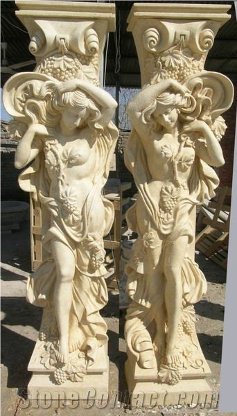 Beige Mable Carving Columns