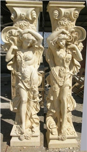 Beige Mable Carving Columns