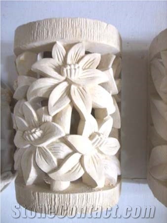 White Sandstone Carved Lamp,Lanterns