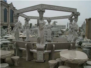 White Marble Sculptured Gazebo