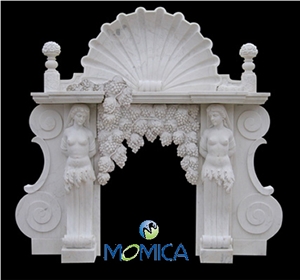White Marble Sculptured Fireplace