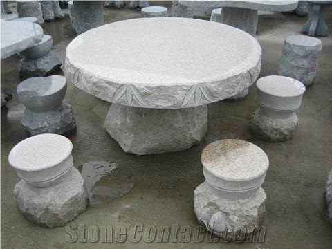 White Granite Carvings Table
