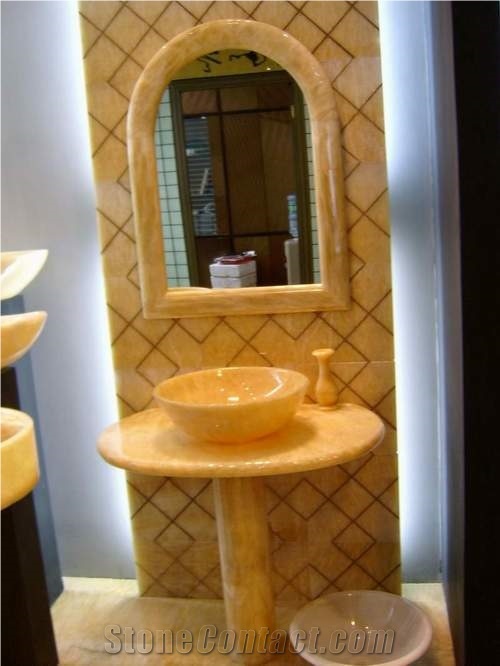 Onyx Stone Vanity, Pedestal Sink