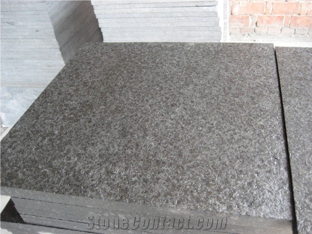 G684 Granite,China Black Pearl Granite Flamed Tile