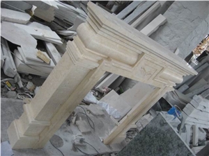 Beige Marble Fireplace 002