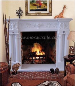 Marmara White Marble Fireplace