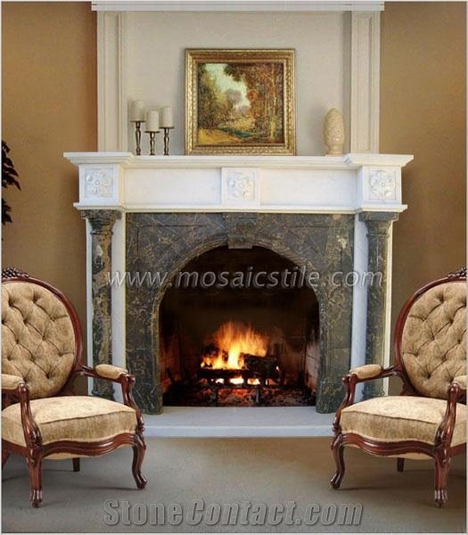 Mix Color Marble Fireplace