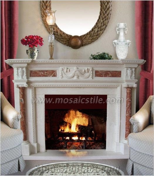 Mugla White Marble Fireplace