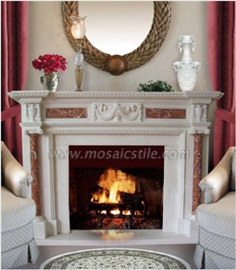 Mugla White Marble Fireplace
