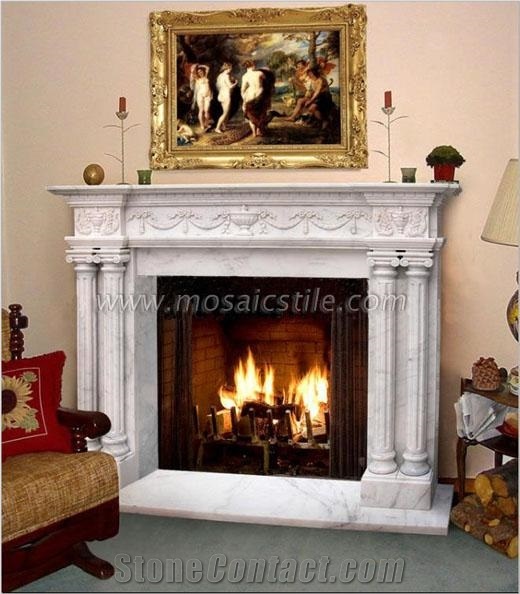 Crystal White Marble Fireplaces