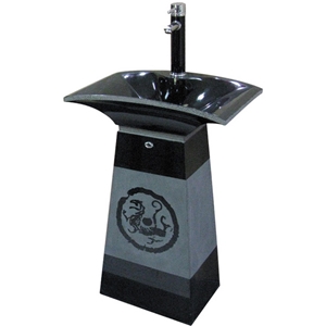 Black Granite Pedestal Sink Fvt-011