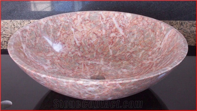Cream Red Light Pink Marble Sink