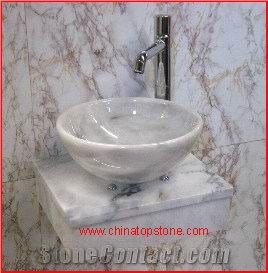 White Marble Bathroom Pedestal Sink