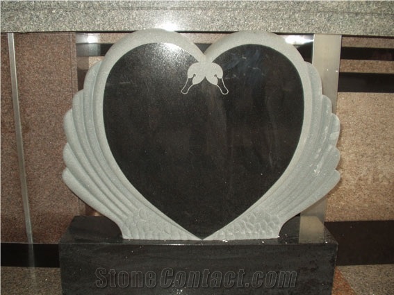 Black Granite Heart Tombstone