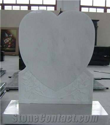 White Marble Heart Tombstone