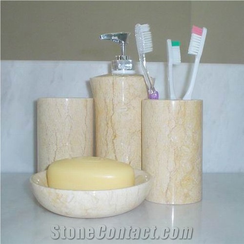 Bathroom Holder, Handkerchief Box, Bottle, Silvia Beige Marble