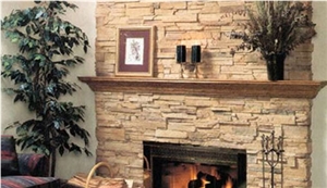 Cultured Stone Masonry Fireplace