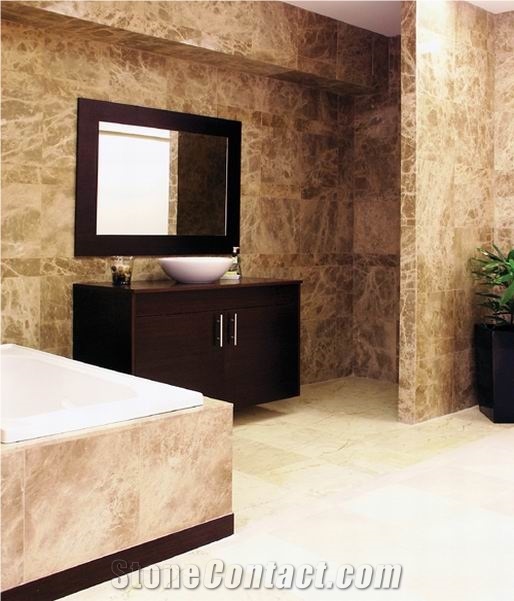 Monaco Brown Marble Bathroom Design