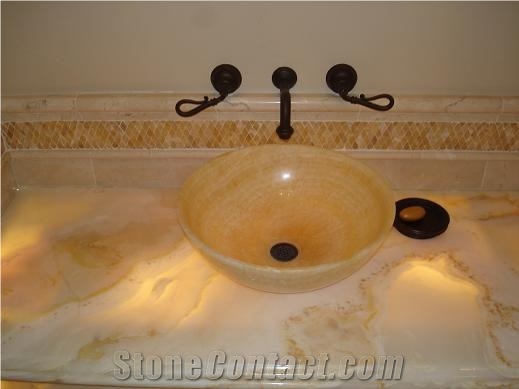 Honey Onyx Basin, Vanity Top from United States - StoneContact.com