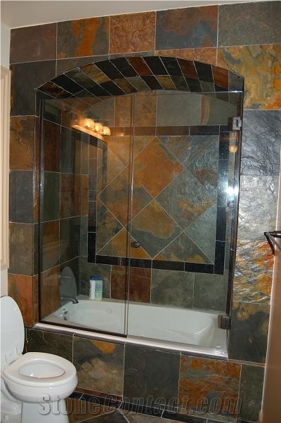 Multicolor Slate Bathroom Design