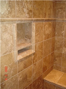 Walnut Travertine Bathroom Wall