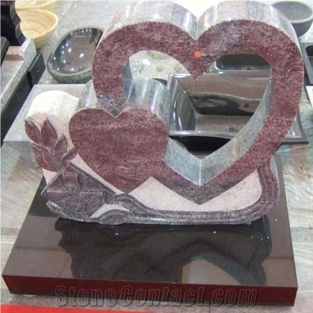 Red Granite Heart Tombstone,Monument