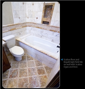 Scabos Travertine Floor Bath Design