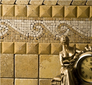 Gold Travertine Tumbled Tile, Molding