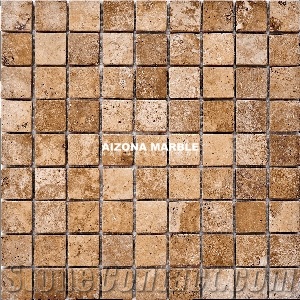 Brown Travertine Mosaic M-107
