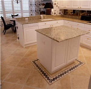 Granite Countertops, Travertine Floor, Kitchen Des
