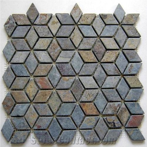 Hebei Rust Slate Mosaic--M022