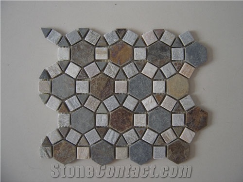 Hebei Rust Slate Mosaic--M064