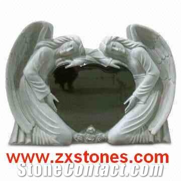 Black Granite Angel Tombstone,Heart Monument