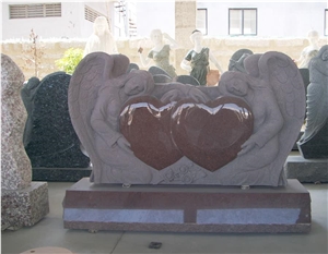 Red Granite Angel Monument,Heart Tombstone