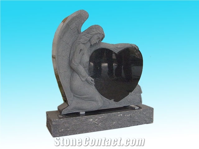 Black Granite Angel Monuments,Heart Tombstones M3