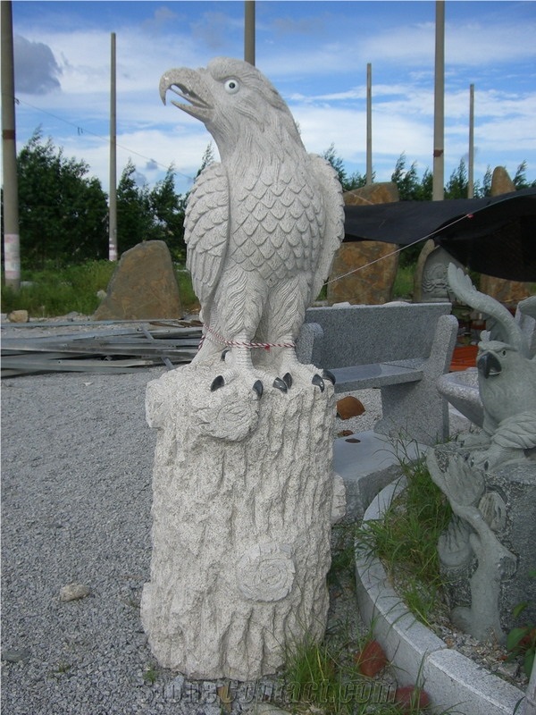 White Granite Carving Eagle,Animal Sculptured