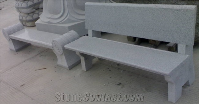 White Granite Garden Bench 05040