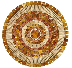 Brown Travertine Mosaic Medallion, Round Medallions