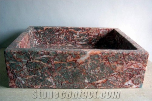 Agate Red Marble Basin